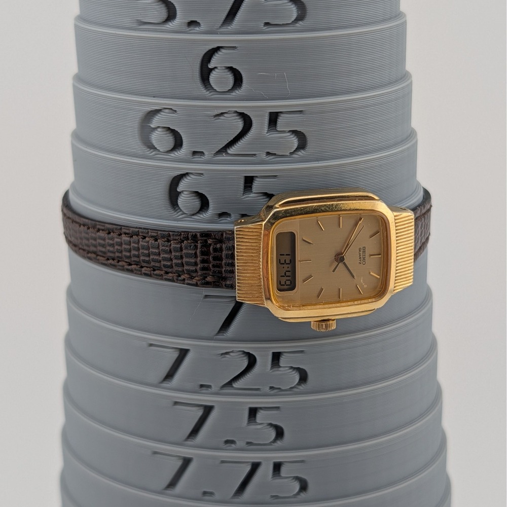 Seiko E029-5159 Ana Digi Gold Tone Rectangular Watch Champagne Dial Vintage - Picture 8 of 10